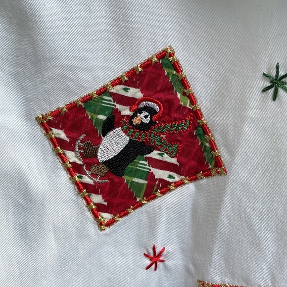 Embroidered ugly Christmas button down shirt - Picture 2 of 7